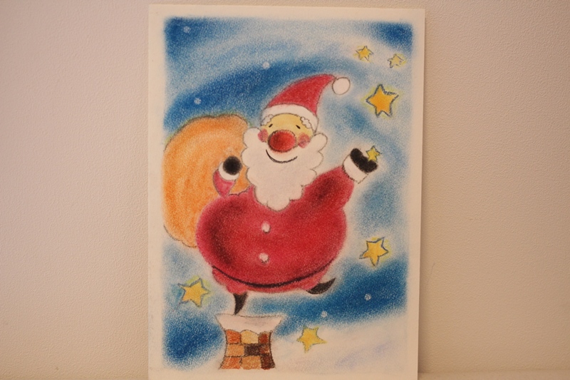 パステル画 クリスマス サンタクロース 12月 明日香 色のね メルヘン いろのね ironone イラスト 絵 アート